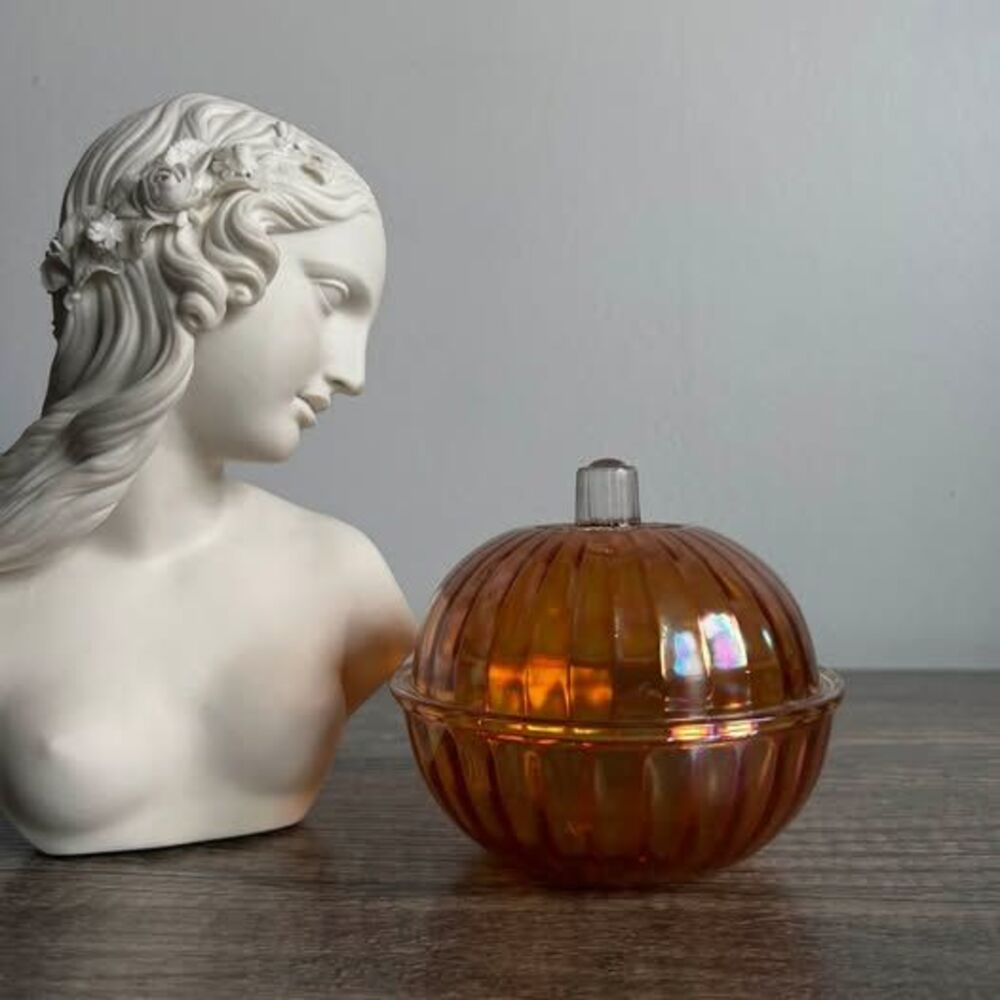 Vintage Carnival Glass Dish with Lid